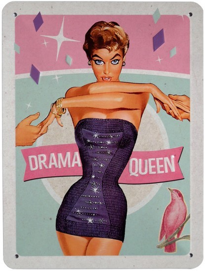 Blechschild geprägt 15 x 20 cm "Sexy Pin Up Girl Drama Queen"