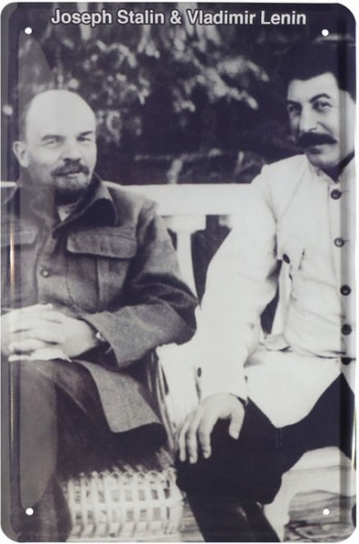 Blechschild " Josef Stalin & Vladimir Lenin "