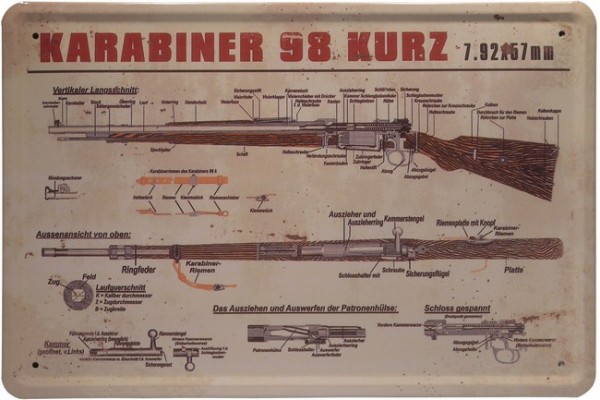 Blechschild "Karabiner 98 kurz Gewehr"