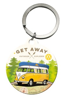 Schlüsselanhänger rund ⌀ 4 cm " VW Bulli - Get away "