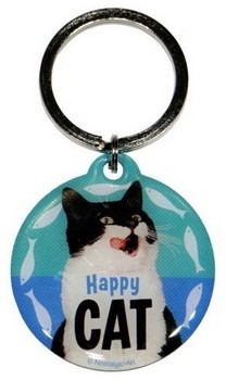 Schlüsselanhänger rund ⌀ 4 cm " Animal Club Happy Cat "