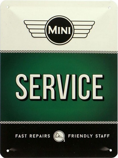 Blechschild geprägt 15 x 20 cm " Mini-Service Green "