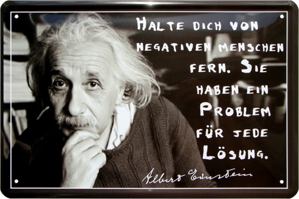 Aufhören zu jammern Metallschild Wanddeko 27x10 tin sign Blechschild Einstein 