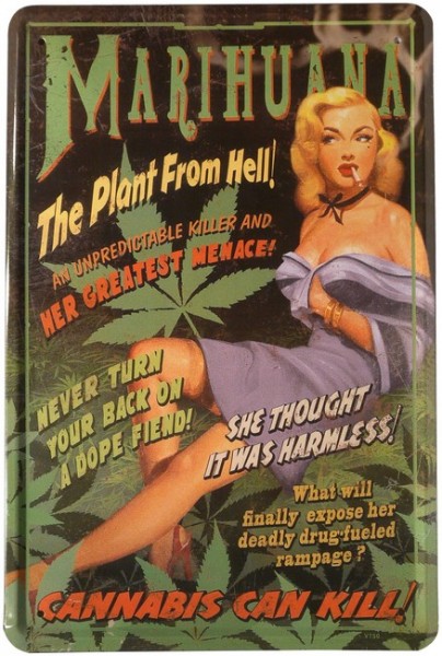 Blechschild "Marihuana Cannabis can kill!"