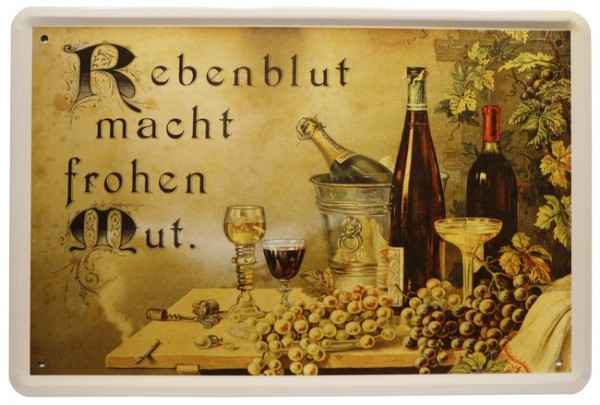 Blechschild Nostalgie Alkohol Retro Guter Wein