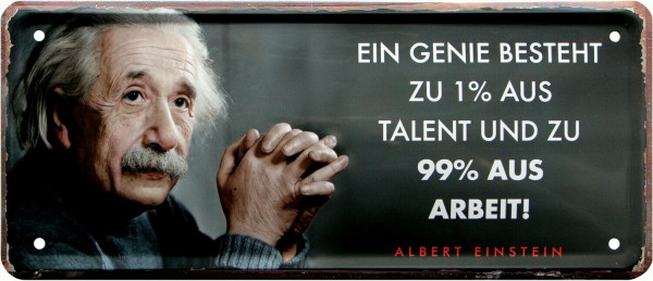 Blechschild "Albert Einstein - Ein Genie besteht zu 1 % aus"