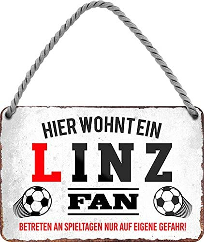 Türhängeschild 18 x 12 cm " Hier wohnt ein Linz Fan Fußbal"
