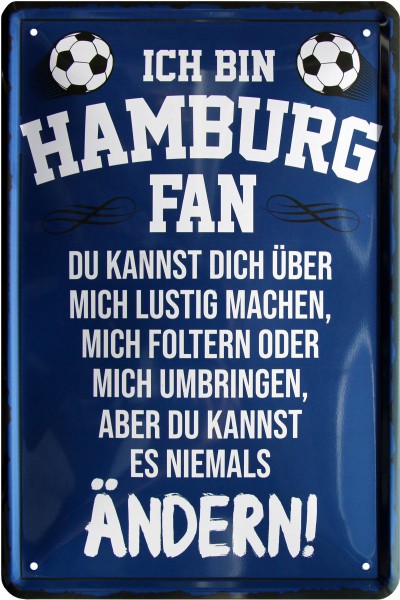 Blechschild "Ich bin Hamburg-Fan"