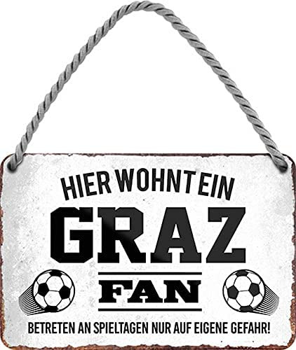 Türhängeschild 18 x 12 cm " Hier wohnt ein Graz Fan Fußbal"