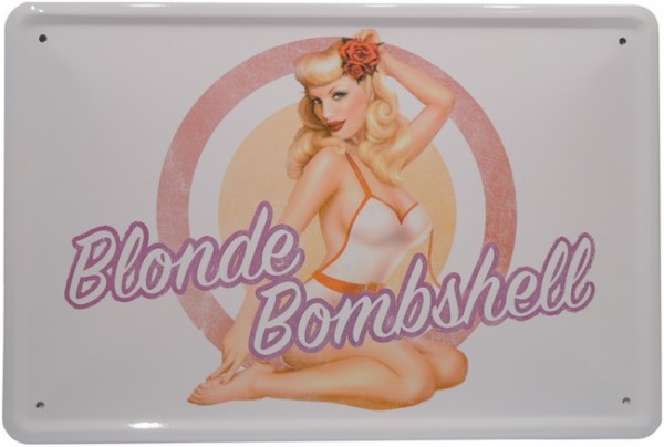 Blechschild "Sexy Pin Up Girl Blonde Bombshell "