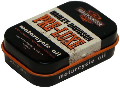 Pillendose gefüllt mit Pfefferminzdragee " Harley Davidson Pre-Luxe " Nostalgie Reklame Re