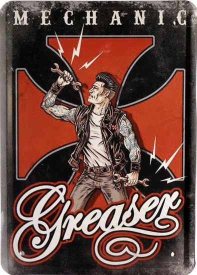Blechschild 15 x 21 cm " Mechanic Greaser "