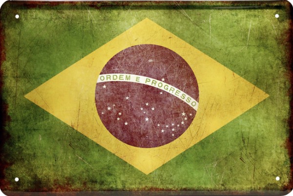 Blechschild Länder Flagge " Brasilien - Brasil "