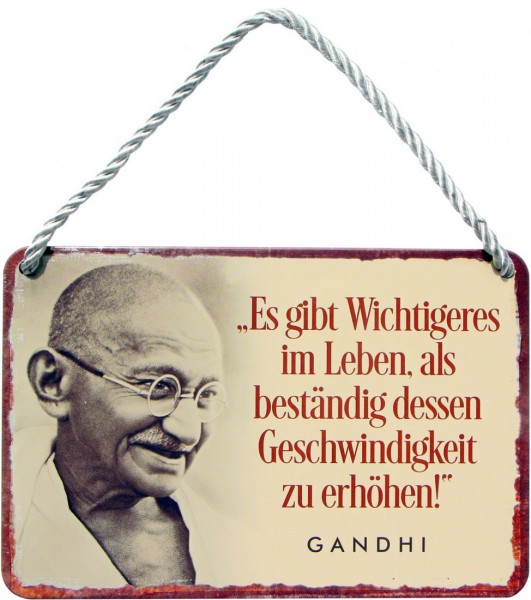 Türhängeschild 18 x 12 cm "Es gibt Wichtigeres im Leben - Gandhi"