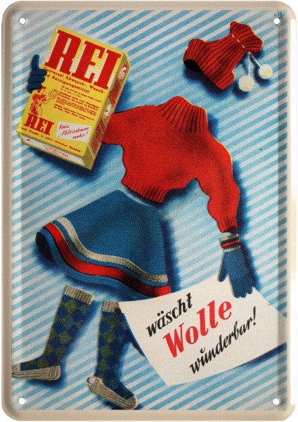 Postkarte "Rei - wäscht Wolle wunderbar "