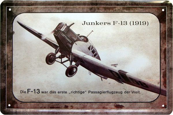Blechschild "Junkers F-13 Lufthansa 1919 "