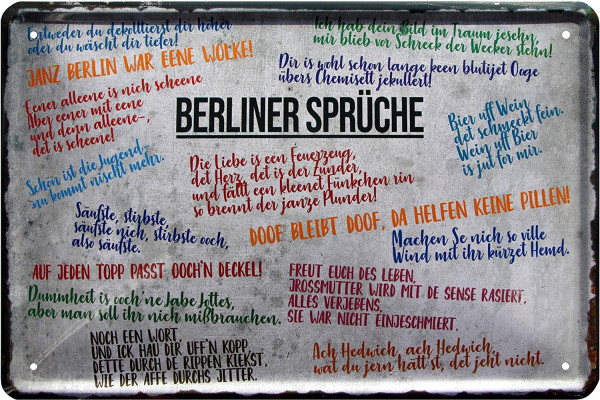 Blechschild " Berliner Sprüche Schnauze"