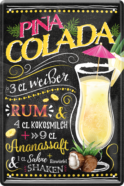 Blechschild " Pinacolada Rum Cocktail"
