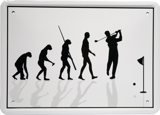 Blechschild 15 x 21 cm "Evolution Golfer"