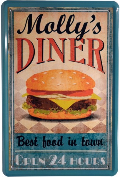 Blechschild "Molly´s Diner Burger Amerika Food"