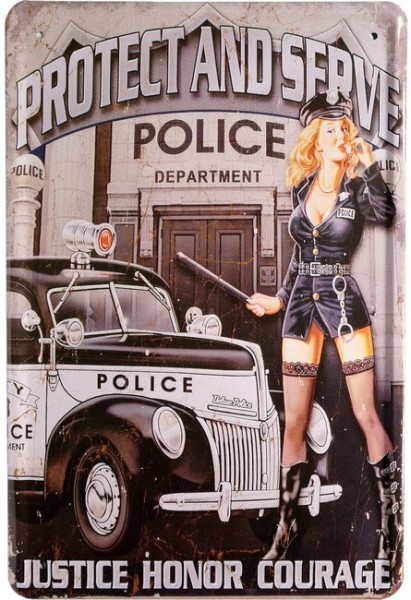 Blechschild "Sexy Police Pin Up Girl Politesse Polizei "