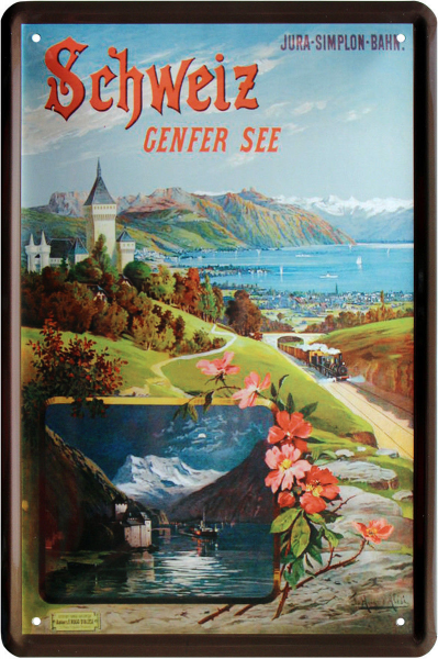 Blechschild " Genfer See Schweiz "