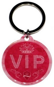 Schlüsselanhänger rund ⌀ 4 cm " Achtung VIP Pink "