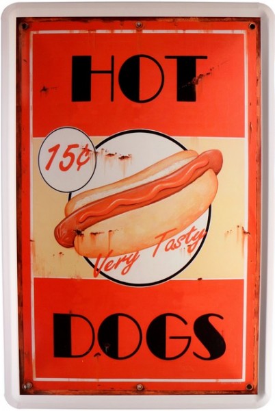 Blechschild " Vintage Hot Dogs "