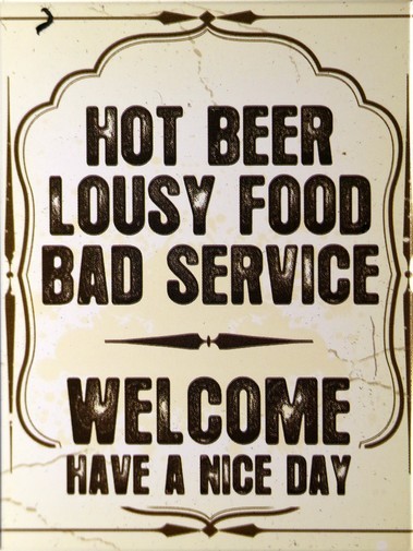 Kühlschrank Metall Magnet " Hot Beer, Lousy Food... "