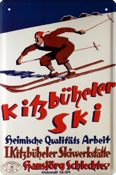 Blechschild " Österreich Kitzbühel Ski Alpen Alm Reklame "