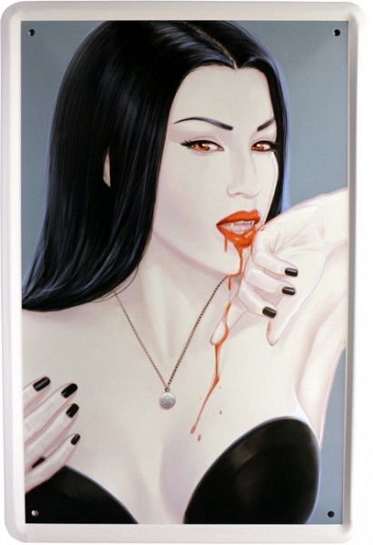 Blechschild " Sexy Vampir Lady Blut "