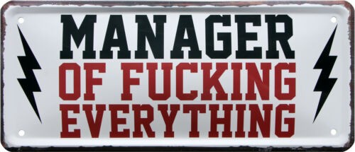Blechschild "Manager of fucking everything"