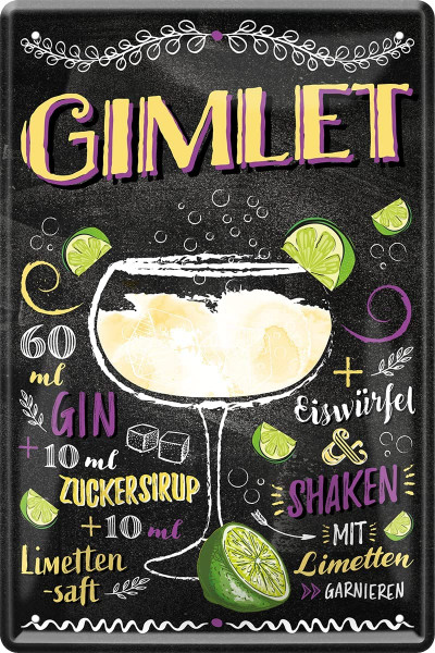 Blechschild " Gimlet - Gin Cocktail "