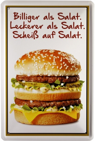 Blechschild " Burger Fastfood "